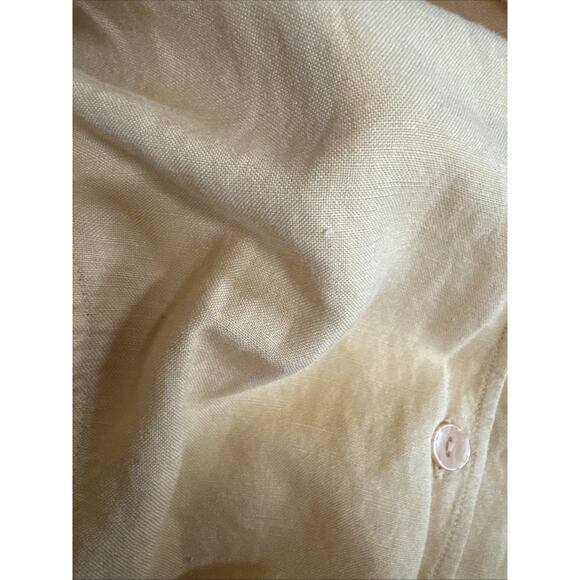 Christopher & Banks XL Button Blouse Shirt Short Sleeve Rayon Linen Yellow READ - Picture 9 of 9